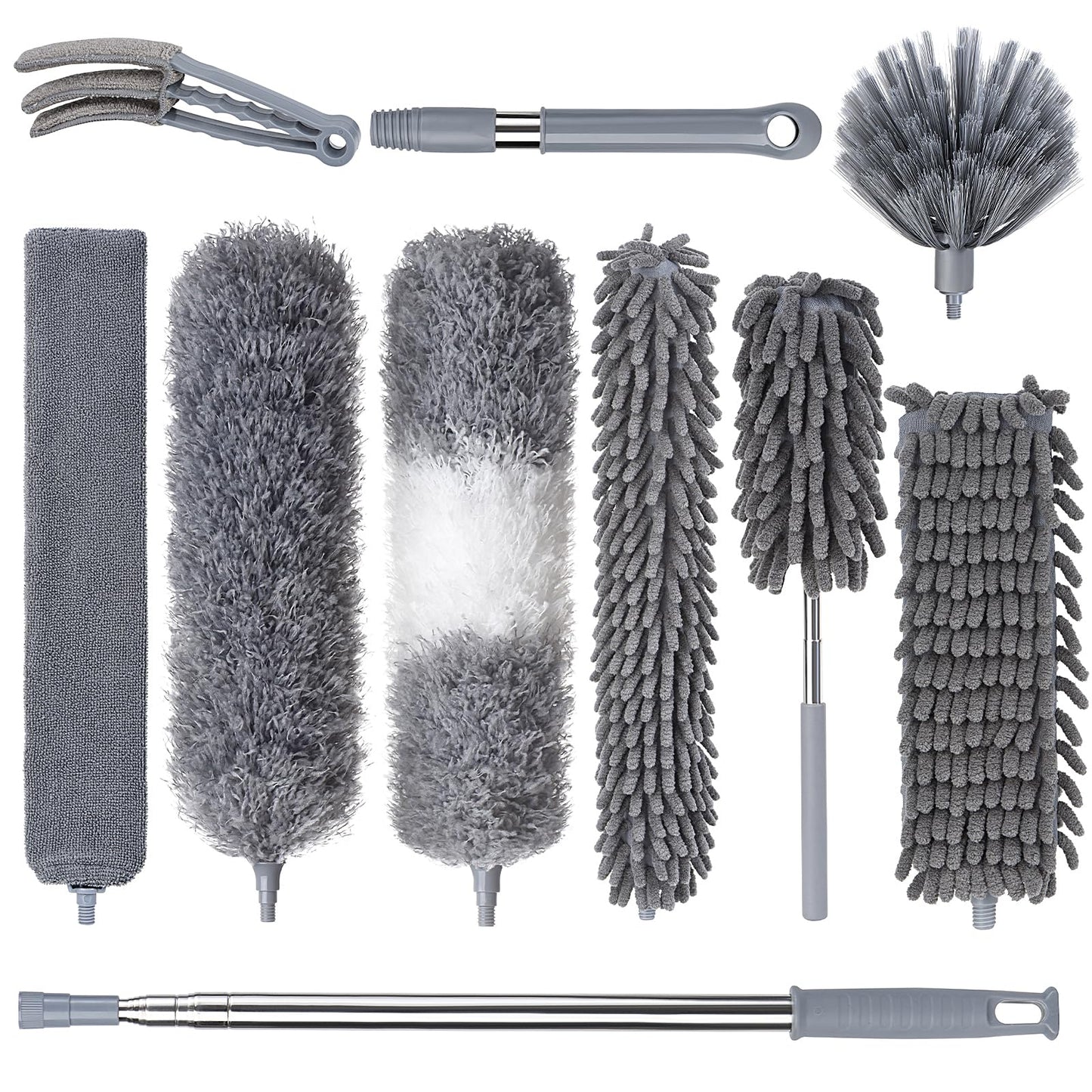 Dusters for Cleaning Feather Duster Set 10PCS Duster with Extension Pole Up to 100 - Extendable Bendable and Washable for Ceilings Chandeliers and Furniture