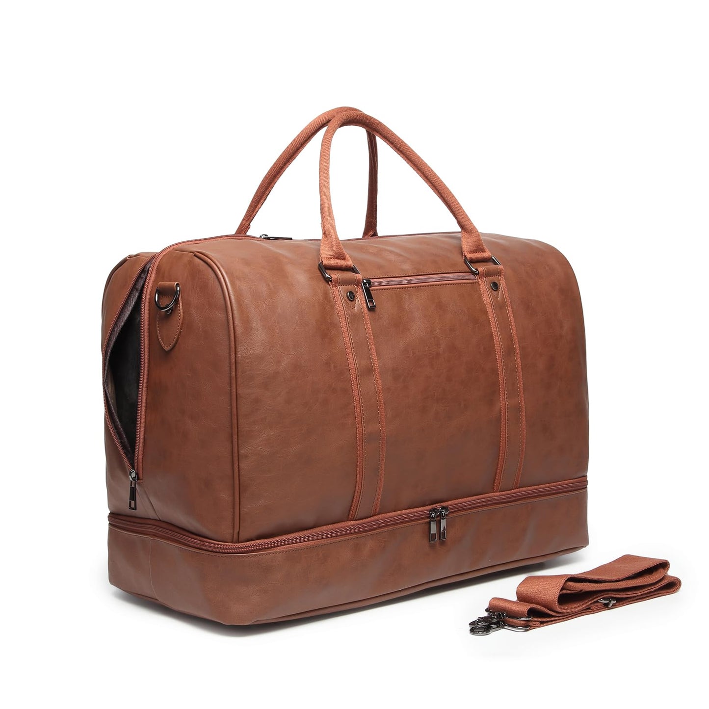 Travel Duffel BagsDuffle Bag for Men Overnight Bag Carry on Bag Weekender Bags for Women Travel Tote Bags Oversized Duffle Bag Gym Bag with Shoe Compartment-Brown
