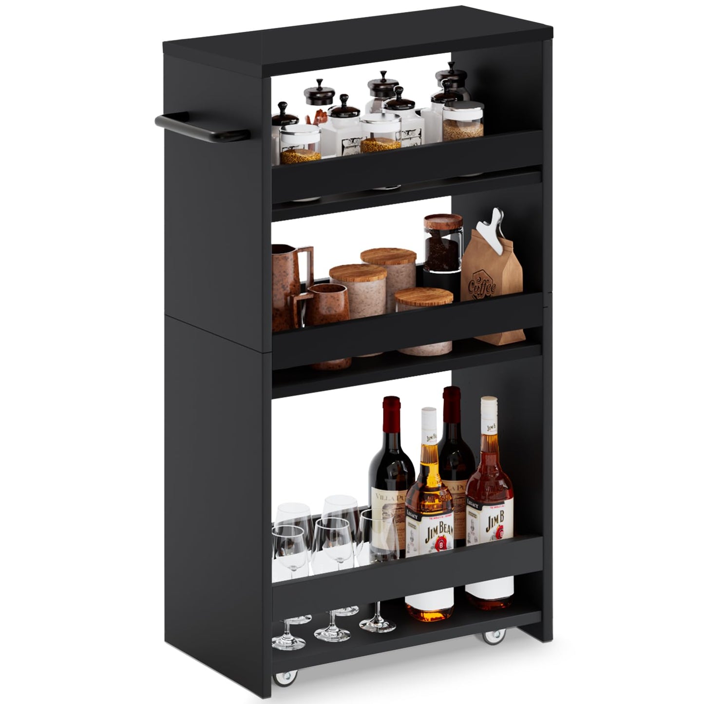 slim rolling storage cart - MARTY 4-Tier Kitchen Cart