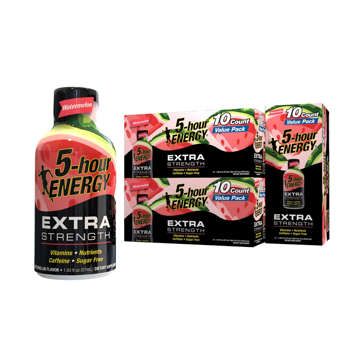 5-hour ENERGY Extra Strength Energy Shot Watermelon Flavor 1.93 oz. 30 Count Zero Calories & Sugar-Free 230 mg Caffeinated Energy Shot Amino Acids & B Vitamins Dietary Supplements