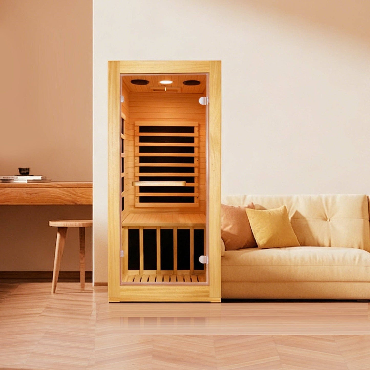 Infrared Sauna Room, Single Person, Natural Wood Cabin