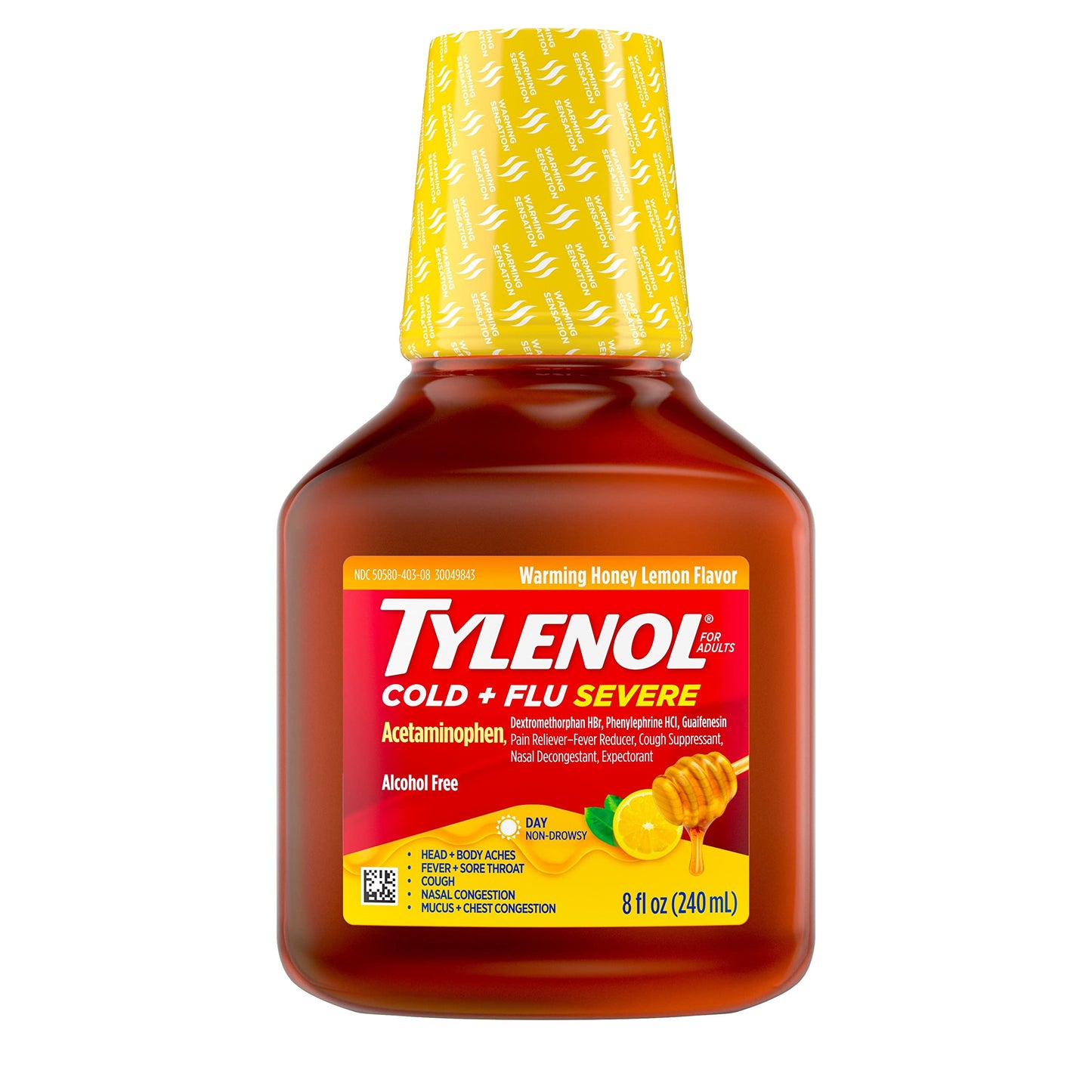 Tylenol Severe Cold + Flu Medicine Liquid Day Cold & Flu Relief Honey Lemon 8 Fl. Oz