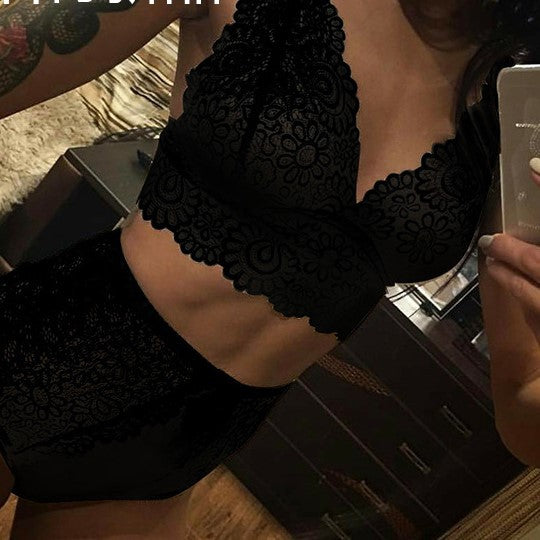 Lace Mesh Lingerie Set with Bra and Sleepwear
