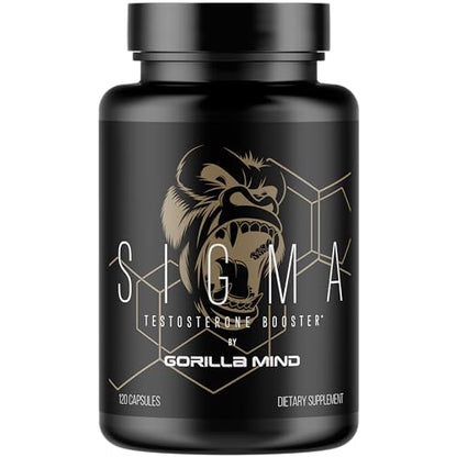 Gorilla Mind Sigma Testosterone Booster - Made with Tongkat Ali and Fadogia Agrestis Extract to Support Higher Testosterone Level (120 Capsules)