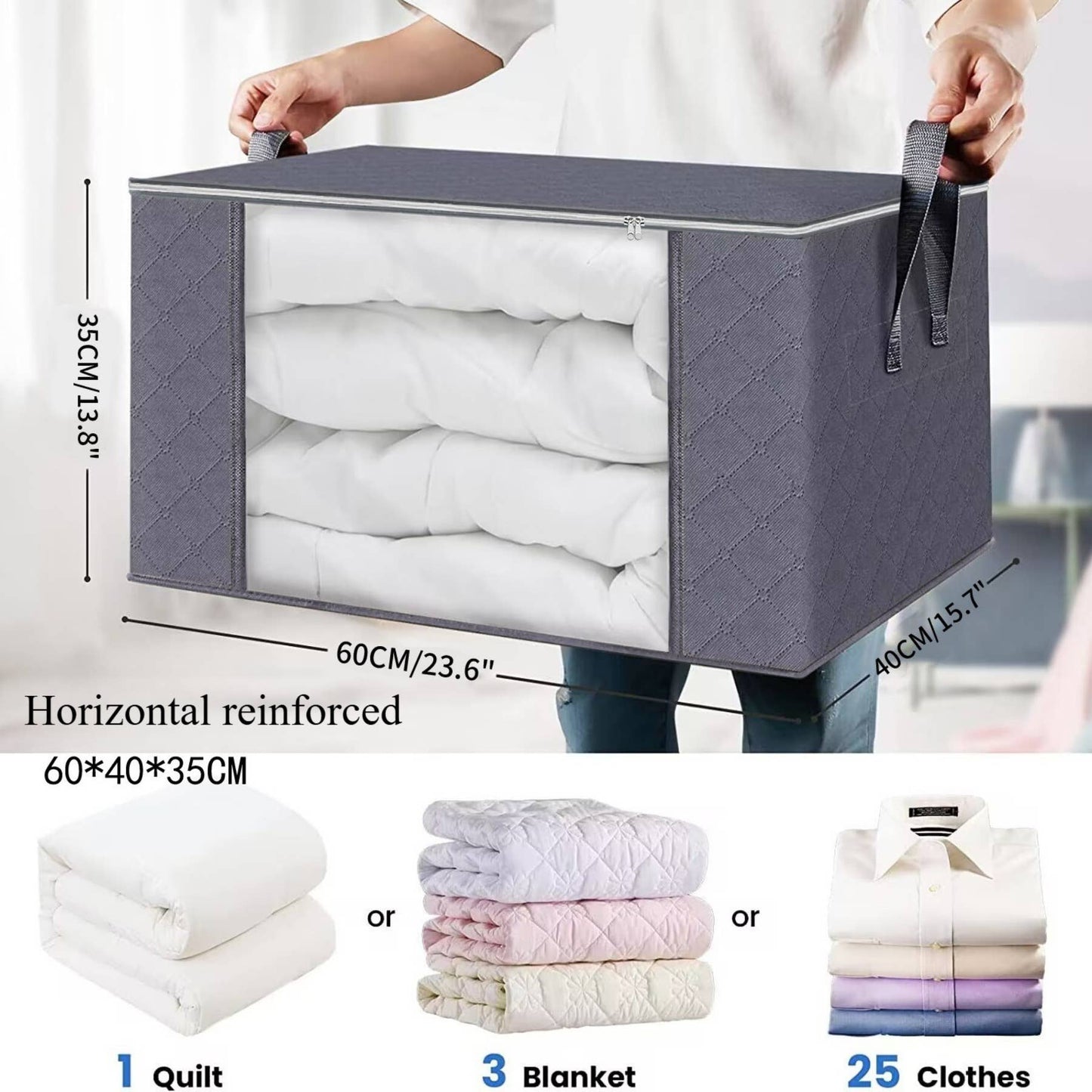 Horizontal Quilt Foldable Storage Bag-Non-Woven Storage Box