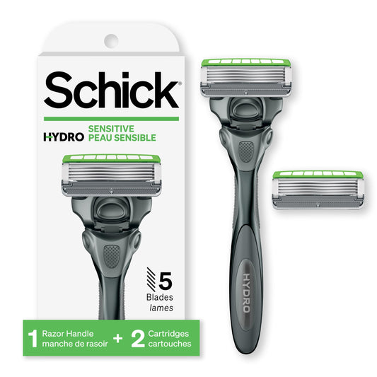Schick Hydro 5 Sense Sensitive Skin Razor with Shock Absorb Technology for Men 1 Handle with 2 Refills