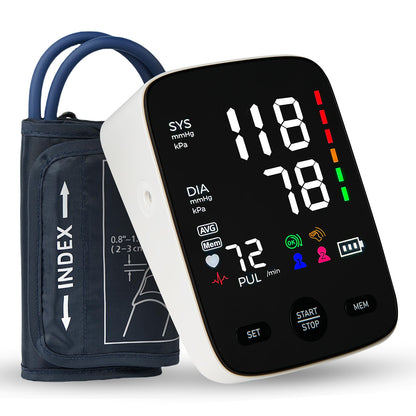 TESACOT Blood Pressure Machine Automatic Upper Arm Blood Pressure Monitor for Home Use with Adjustable Large Cuff 5 in LED Backlit Display for Heart Rate Detection