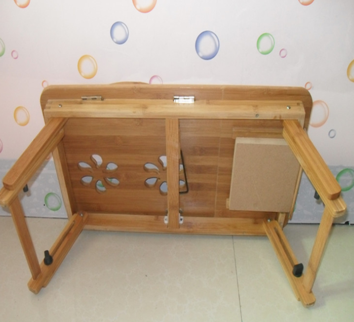 Bamboo Laptop Desk with Cooling Stand and Adjustable Height