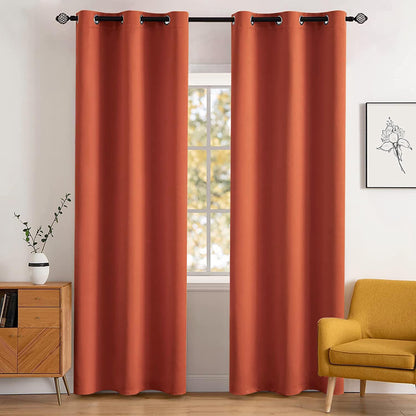 MIULEE 84" Long Room Darkening Curtains Thermal Insulated Rust Terracotta Drapes Window Treatment Set Grommet Top Light Blocking Blackout Curtain for Fall Living Room/Bedroom 2 Panels Burnt Orange