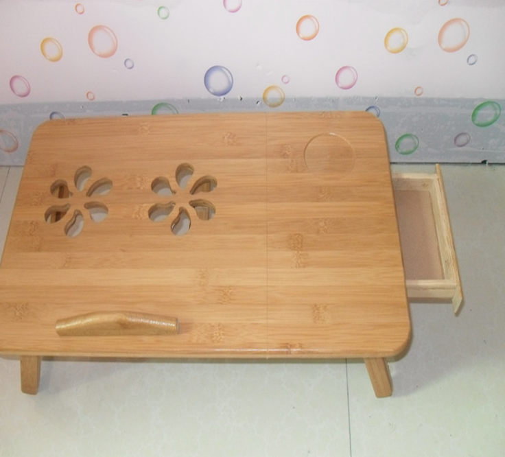 Bamboo Laptop Desk with Cooling Stand and Adjustable Height