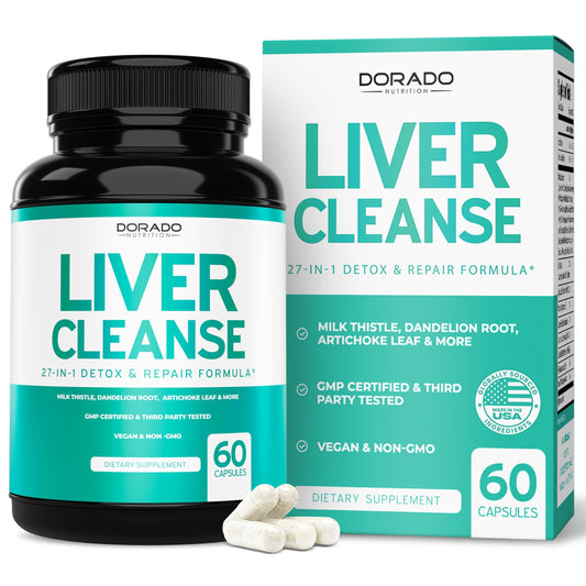 Liver Cleanse Detox & Repair 27 in 1 Formula - Milk Thistle Dandelion Root Turmeric Artichoke Extract & More - Liver Detox Support Supplement - 3rd Party Tested Vegan Safe USA Made (60 Count)