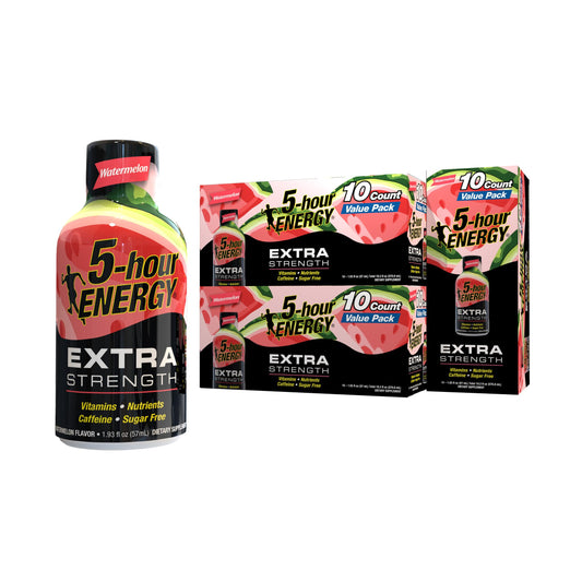 5-hour ENERGY Extra Strength Energy Shot Watermelon Flavor 1.93 oz. 30 Count Zero Calories & Sugar-Free 230 mg Caffeinated Energy Shot Amino Acids & B Vitamins Dietary Supplements