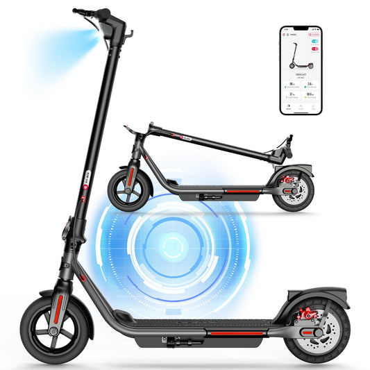 SISIGAD Electric Scooter Adults Peak 500W Motor 8.5" Solid Tires 19Mph Speed Long Miles Range Scooter Electric for Adults Foldable E-Scooter for Commuting with Double Braking System APP Control