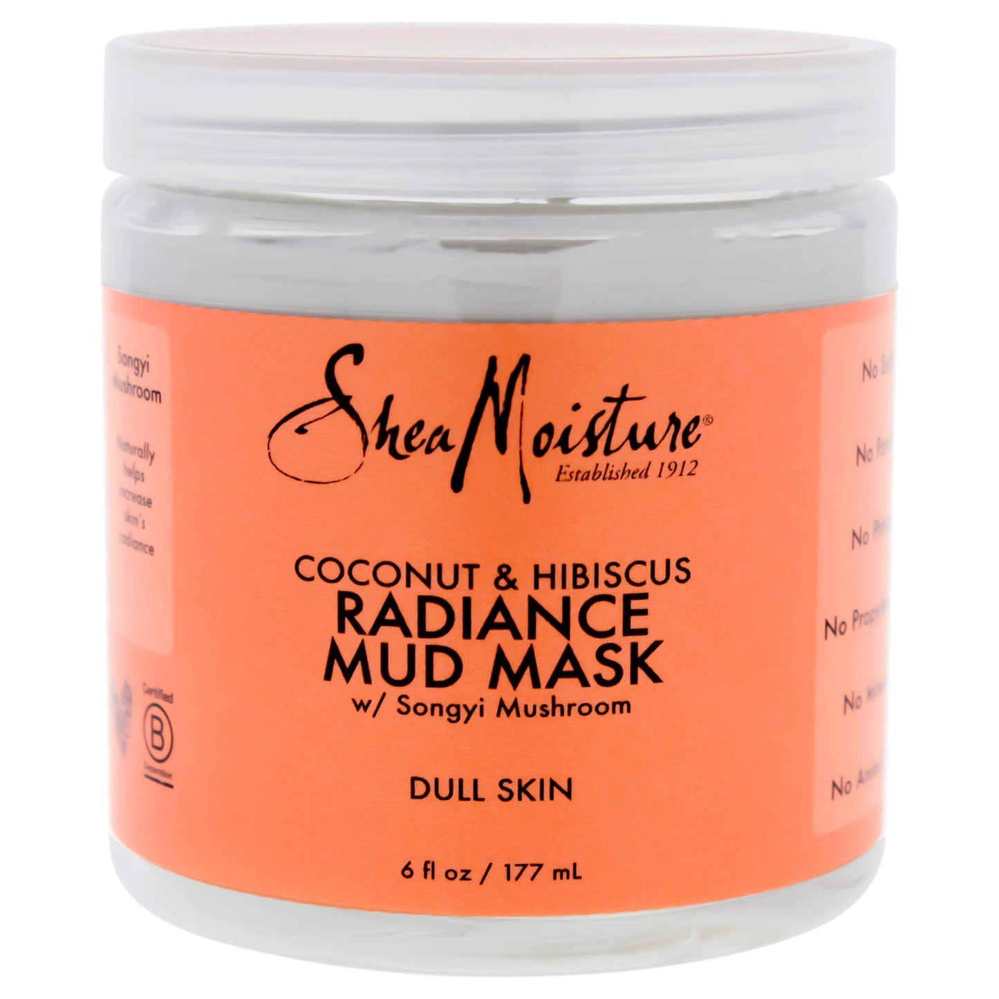 Shea Moisture Coconut & Hibiscus Radiance Mud Mask for Unisex Dull Skin 6 Ounce