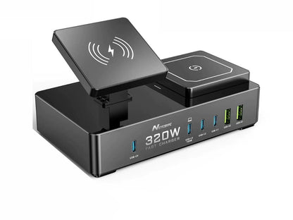 Wireless Charger 8 in 1 320W USB C Charging Station Magnetic Travel Wireless Charging Station Multiple Devices USB C Charger Block Compatible for iPhone16/15/14/13/12/Pro/Max AirPods 4/3/2/Pro