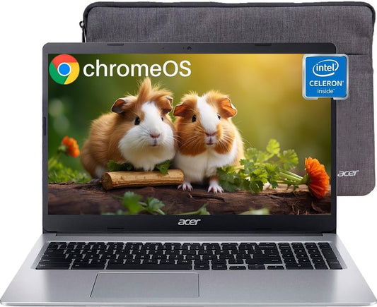 acer Chromebook 315 15.6 HD Laptop | Intel Celeron N4020 with 4GB LPDDR4 | 4GB RAM | 64GB SSD | Intel UHD Graphics 600 | Chrome OS | Bundle with 64GB USB Flash Drive Silver