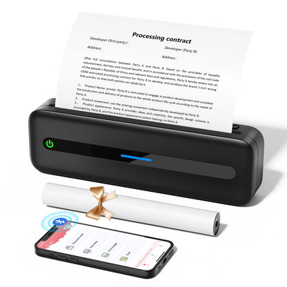 ItriAce Portable Printer 300DPI Wireless Bluetooth Thermal Printer Support Multi-Size Thermal Paper Compatible with iOS Android & PC Inkless Mobile Printer for Travel Office School Black