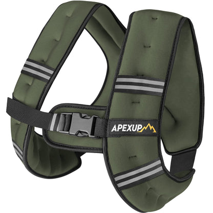 APEXUP Weighted Vest Men 10lbs Weights with Reflective Stripe Weighted vest for Women Workout Equipment for Strength Training Running (Green)