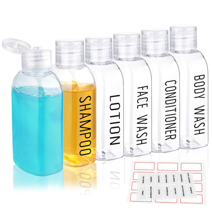 Travel Bottles for Toiletries 6 PCS 3.4oz/100ml Travel Size Containers Plastic Lotion Bottles TSA Approved Leak Proof Squeeze Bottles with Flip Cap for Toiletries Shampoo & Lotion(Clear)
