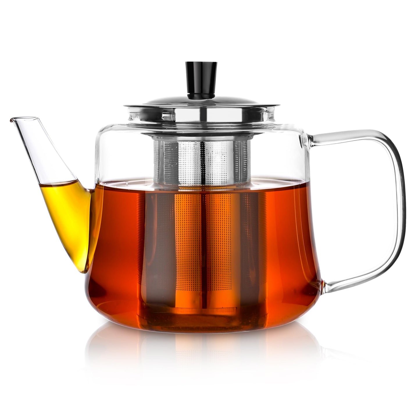 Glass teapot with infuser Ehugos 1000ml(33oz) Stovetop Safe Hand Crafted Clear Glass Teapot with Removable Infuser for Loose Leaf Tea and Blooming Tea