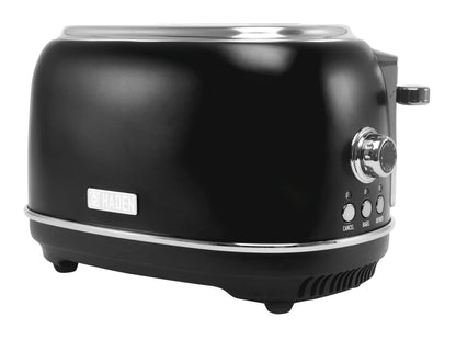 Haden Heritage 2 Slice Wide Slot Stainless Steel Toaster with Adjustable Browning Control & Non-Slip Feet Black & Chrome