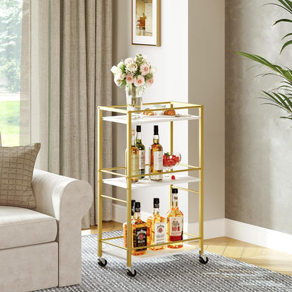 3-tier gold bar cart - MAHANCRIS Home Drink Cart