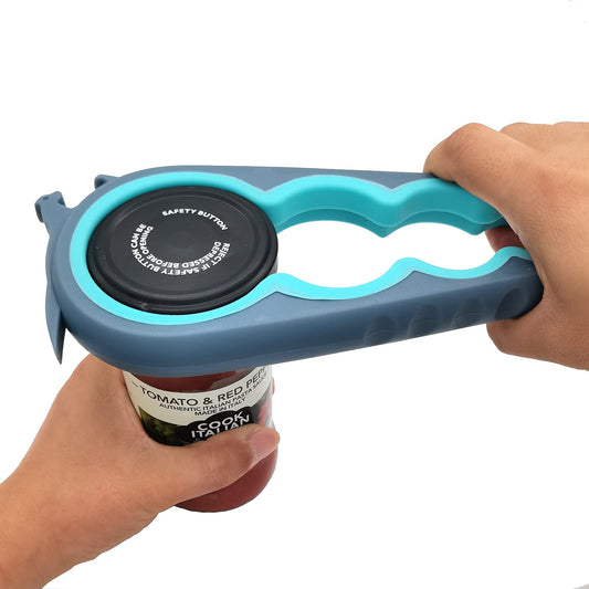 Otstar Jar Opener Bottle Opener and Can Opener for Weak hands Seniors with Arthritis and Anyone with Low Strength Mutil Jar Opener Get Lids Off Easily (Blue and Grey)