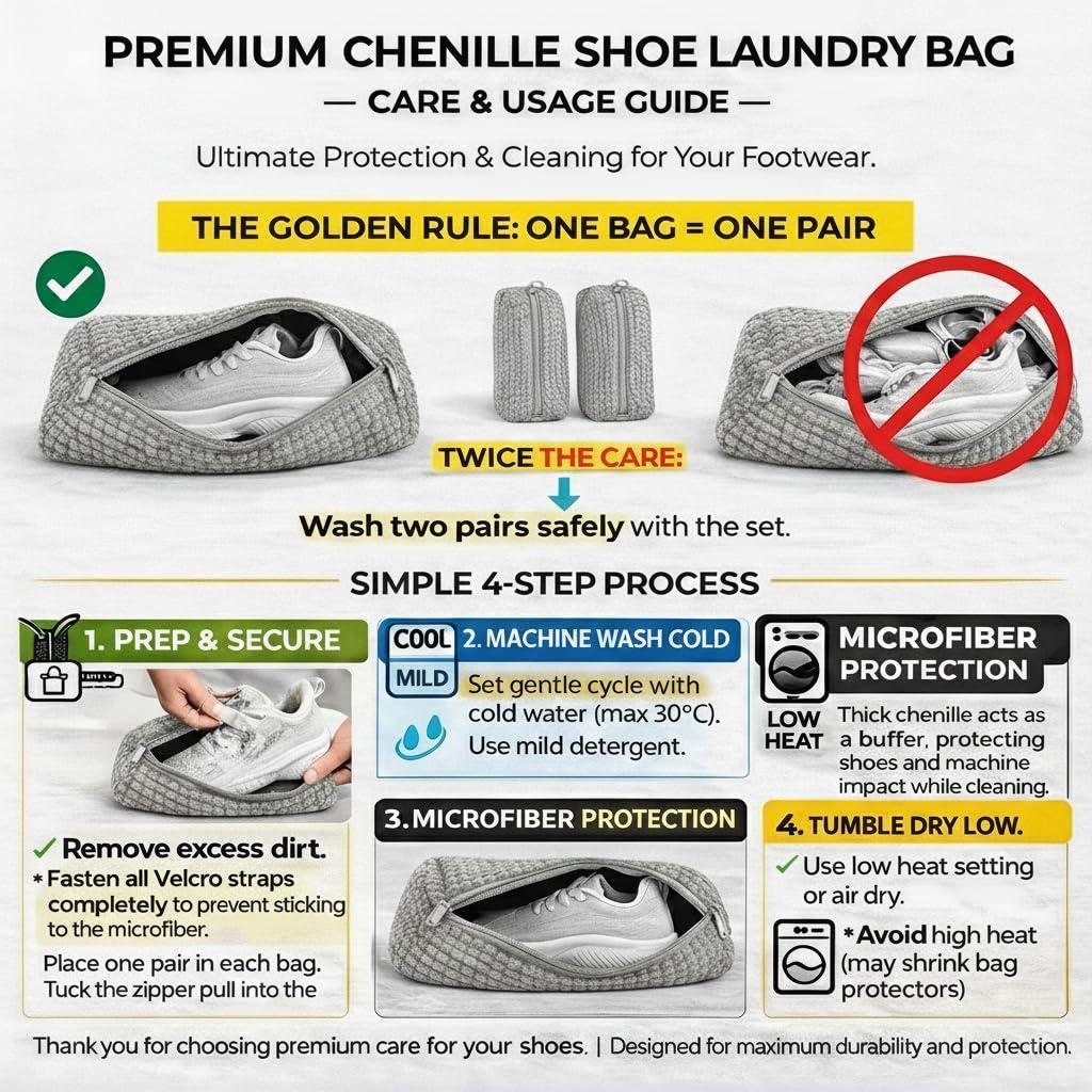 Shoe Washing Machine Bag 2 Pack for Washer Dryer Thick Padded Sneaker Laundry Bags with Mesh Panels Zipper Protective Shoe Washer Bag for Running & Gym Shoes