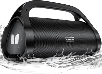 Monster Adventurer Max Boombox Bluetooth Speaker IPX7 Waterproof Outdoor Bluetooth Speakers with Double Subwoofer 100W Stereo Sound and Rich Bass Wireless Bluetooth Speakers for Home Party Beach