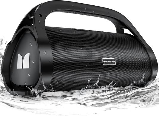 Monster Adventurer Max Boombox Bluetooth Speaker IPX7 Waterproof Outdoor Bluetooth Speakers with Double Subwoofer 100W Stereo Sound and Rich Bass Wireless Bluetooth Speakers for Home Party Beach