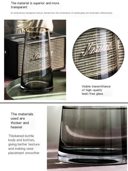 Luxury Gold Trim Glass Vase for Nordic Minimalist Decor