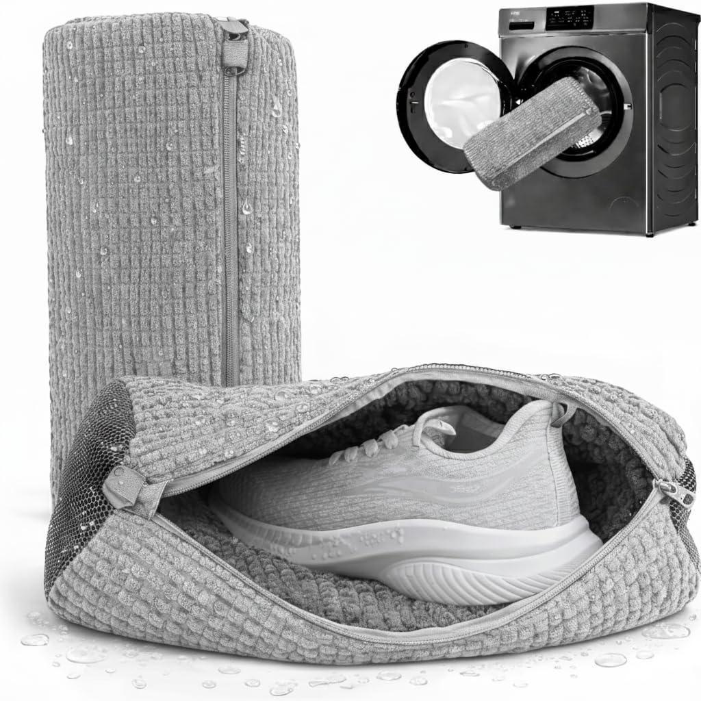 Shoe Washing Machine Bag 2 Pack for Washer Dryer Thick Padded Sneaker Laundry Bags with Mesh Panels Zipper Protective Shoe Washer Bag for Running & Gym Shoes