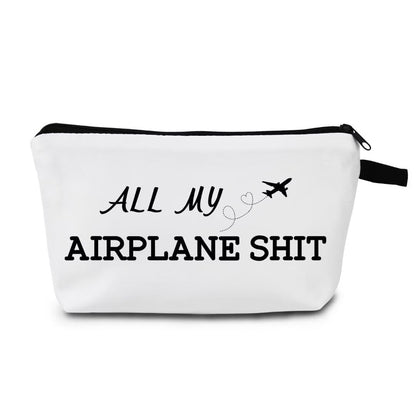 MoCaliduccious Funny Airplane Travel Gifts for Women Makeup Bag All My Airplane Shit Travel Cosmetic Bag Holiday Gifts for travel Lovers