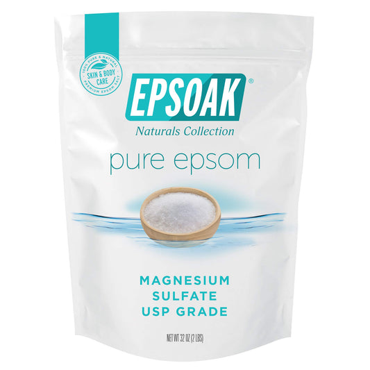 Epsoak Epsom Salt 2 lb. Magnesium Sulfate USP. (Qty. 1 x 2lb. Bags) Resealable Epsom Salt Bulk Bags Unscented Made in The USA Cruelty-Free Certified