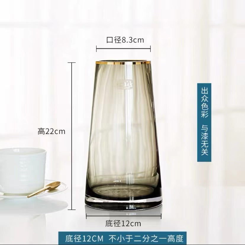 Luxury Gold Trim Glass Vase for Nordic Minimalist Decor