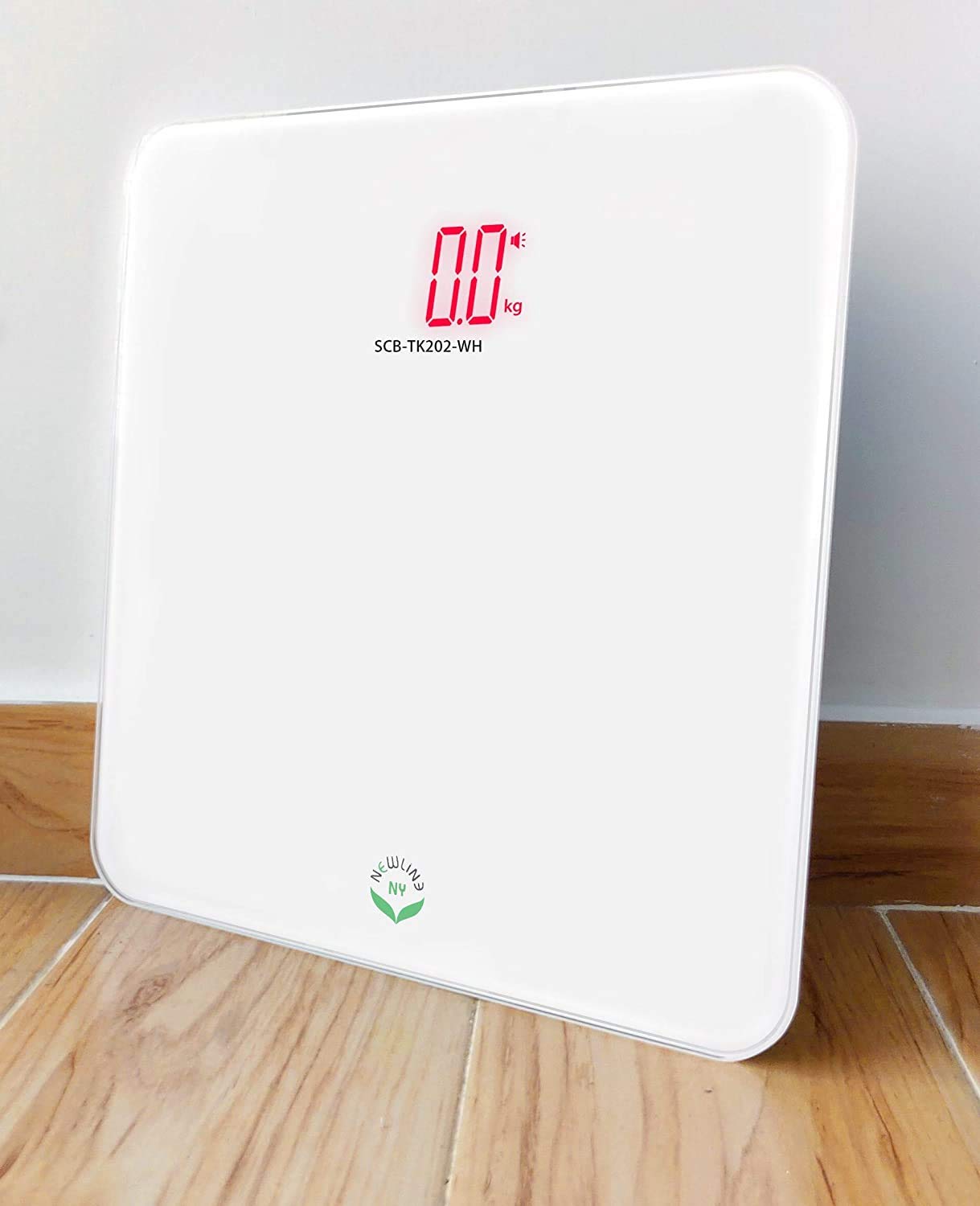 NewlineNY Voice Talking Digital Bathroom Scale Easy Auto Step-on Auto Off Technology White Lb or Kg 440lb Capacity