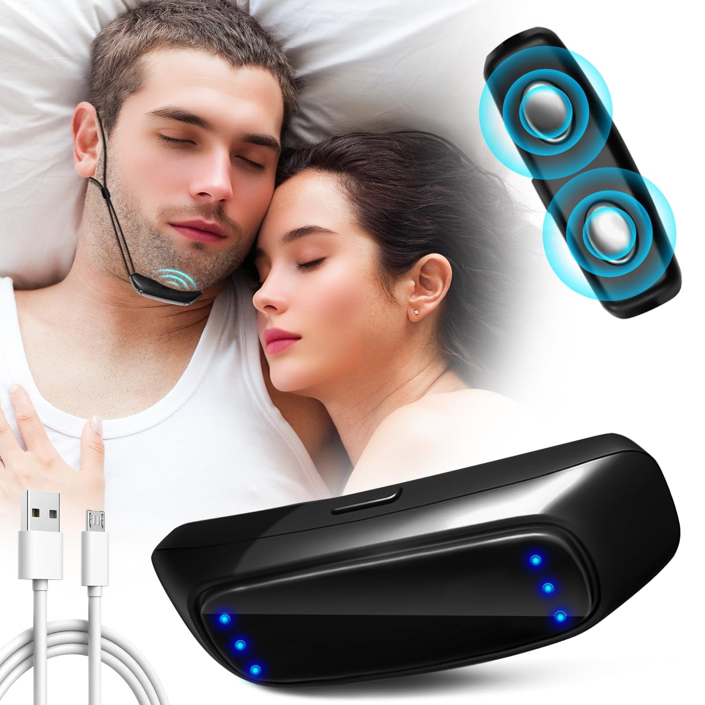 Anti Snoring Devices Electric Anti Snoring Device with Pulse Technology Snore Stopper with Smart Chip Adjustable Levels Snoring Solution Suitable for Men and Women