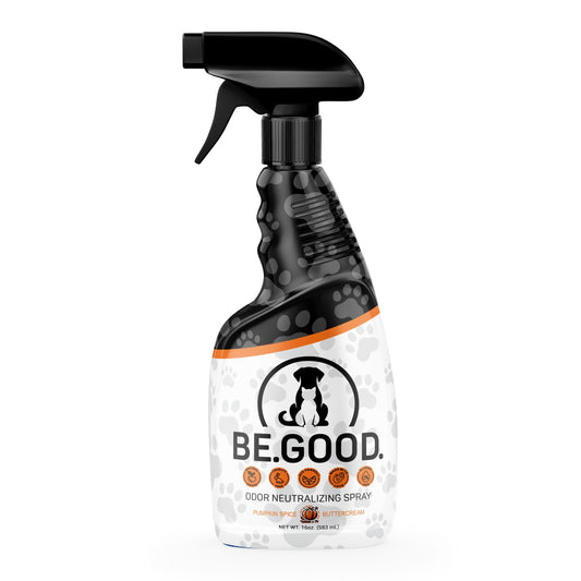 BE.GOOD. Pet Odor Eliminator for Strong Odor 16oz Spray Pumpkin Spice Buttercream - Pet Odor Eliminator for Home - Dog Urine Odor Eliminator - Pet Odor Eliminator for Carpet Pet Beds & More