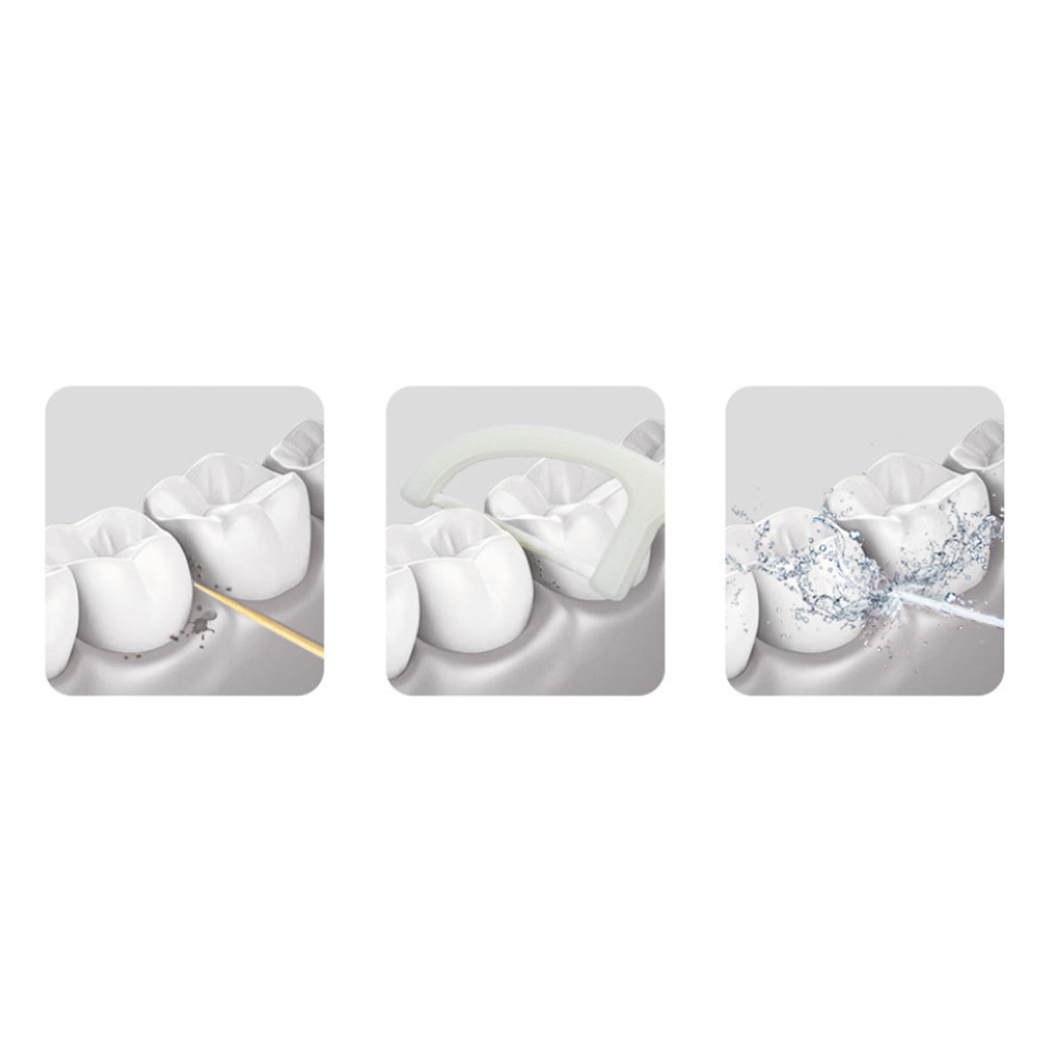 Portable Water Flosser And Pik For Dental Hygiene showing effective cleaning process on teeth.