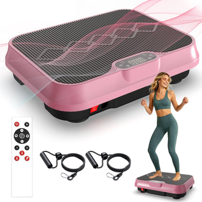 Vibration Plate Exercise Machine with Bands and Remote, Rose