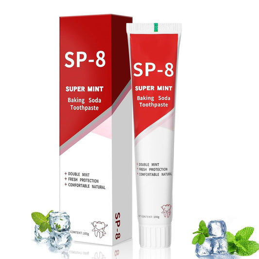 probiotic toothpaste for cavity protection - SP-8 Super Mint Baking Soda Toothpaste with fresh breath benefits.