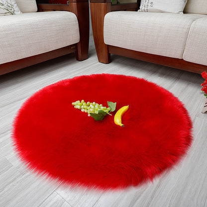 Round Faux Wool Rug for Kids Room and Living Space