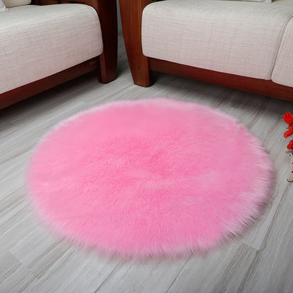 Round Faux Wool Rug for Kids Room and Living Space