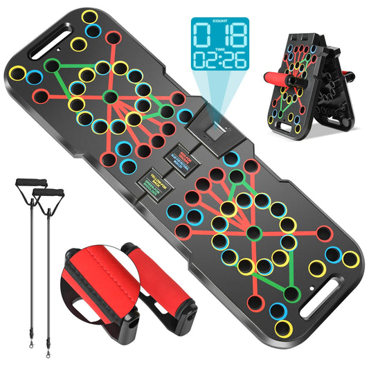 Push Up Board with Smart Count Multi-Function 60 in 1 Push Up Bar (Foldable & Portable) Push up Handles for Floor Professional Home Workout Equipment Strength Training Equipment for Men & Women