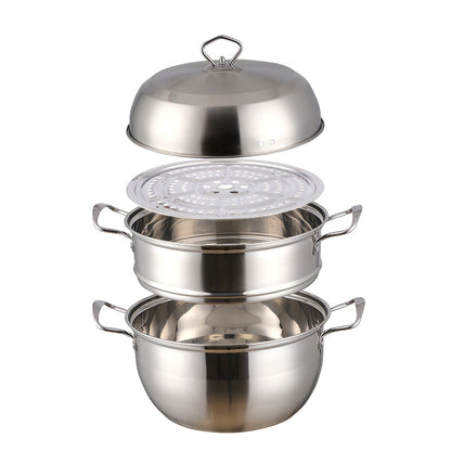 Large-Capacity Double-Layer Stainless Steel Steamer