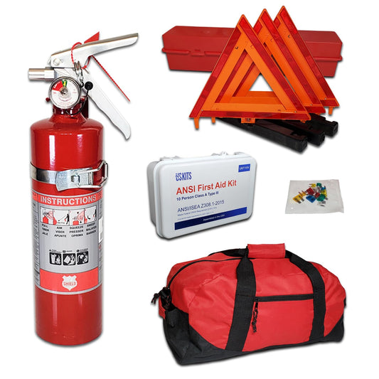 USKITS DOT OSHA ANSI Compliant Kit with USA Made Fire Extinguisher by Shield 2.5lb 1A10BC