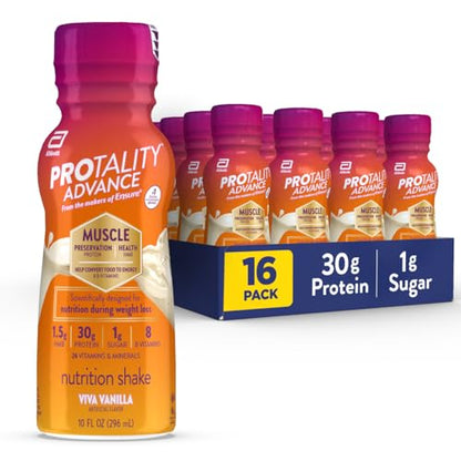 PROTALITY Advance Nutrition Shake | 30g Protein Shake | 160 Calories | 1.5g HMB | 8 B Vitamins | Nutrition Designed for GLP-1 Users During Weight Loss | Viva Vanilla | 10-fl-oz Bottles Pack of 16