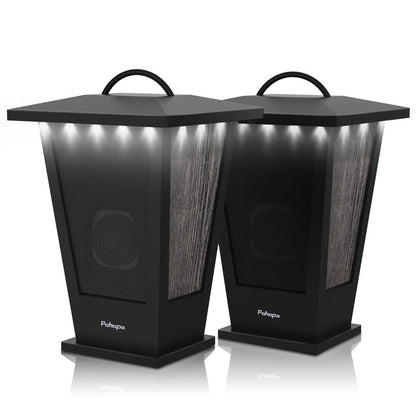 pohopa Bluetooth Speakers Waterproof 2 Packs True Wireless Stereo Sound 20W Speakers Dual Pairing Lantern Indoor Outdoor Speakers with 20 Piece LED Lights Rich Bass Pinao Black
