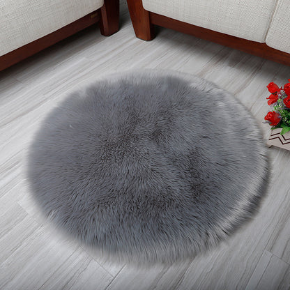 Round Faux Wool Rug for Kids Room and Living Space