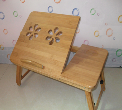 Bamboo Laptop Desk with Cooling Stand and Adjustable Height